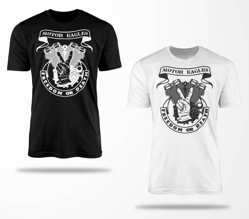 Biker T-Shirts B0174 Motorrad T-Shirt Für Geschenke Motorradfahrer Chopper Bobber Oldschool Benzin Im Blut Bis 5xl Schwarz & Weiß von RocketshirtsShop