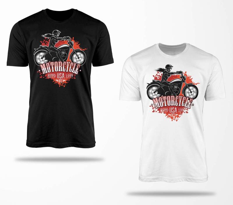 Biker T-Shirts B0175 Motorrad T-Shirt Für Geschenke Motorradfahrer Chopper Bobber Oldschool Benzin Im Blut Bis 5xl Schwarz & Weiß von RocketshirtsShop