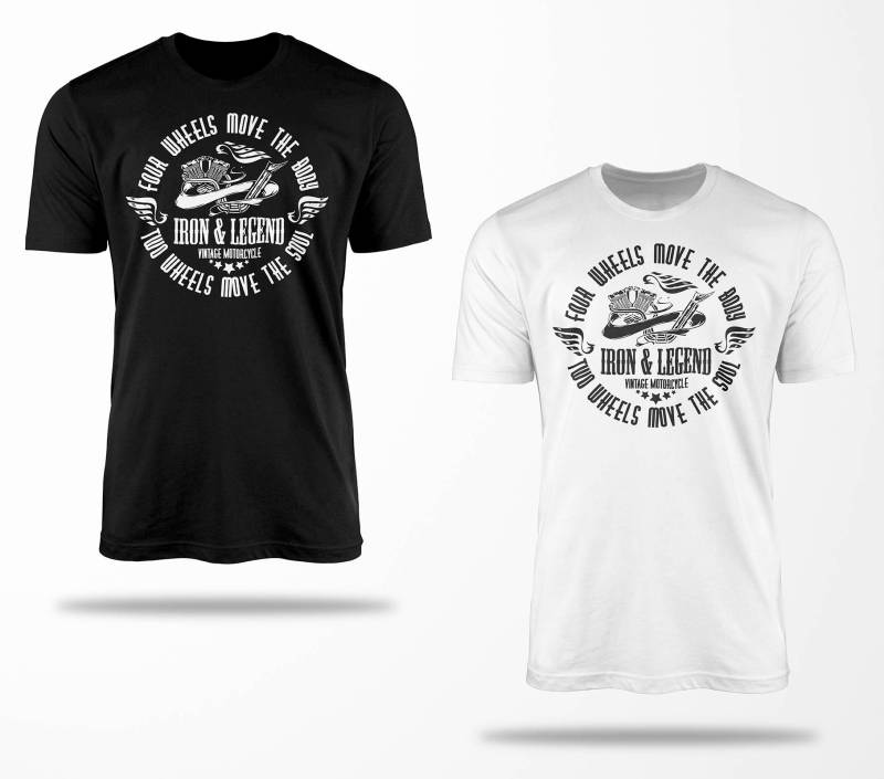 Biker T-Shirts B0179 Motorrad T-Shirt Für Geschenke Motorradfahrer Chopper Bobber Oldschool Benzin Im Blut Bis 5xl Schwarz & Weiß von RocketshirtsShop