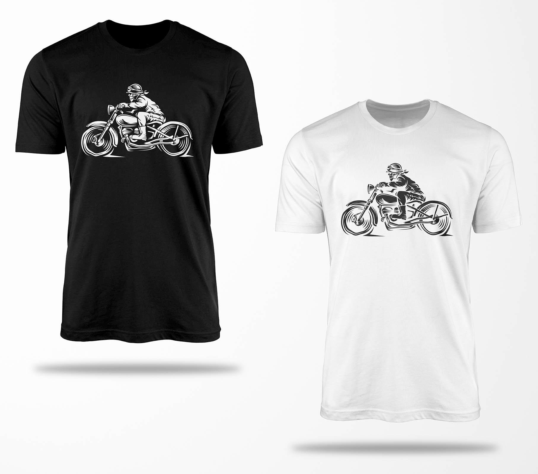 Biker T-Shirts B0186 Motorrad T-Shirt Für Geschenke Motorradfahrer Chopper Bobber Oldschool Benzin Im Blut Bis 5xl Schwarz & Weiß von RocketshirtsShop
