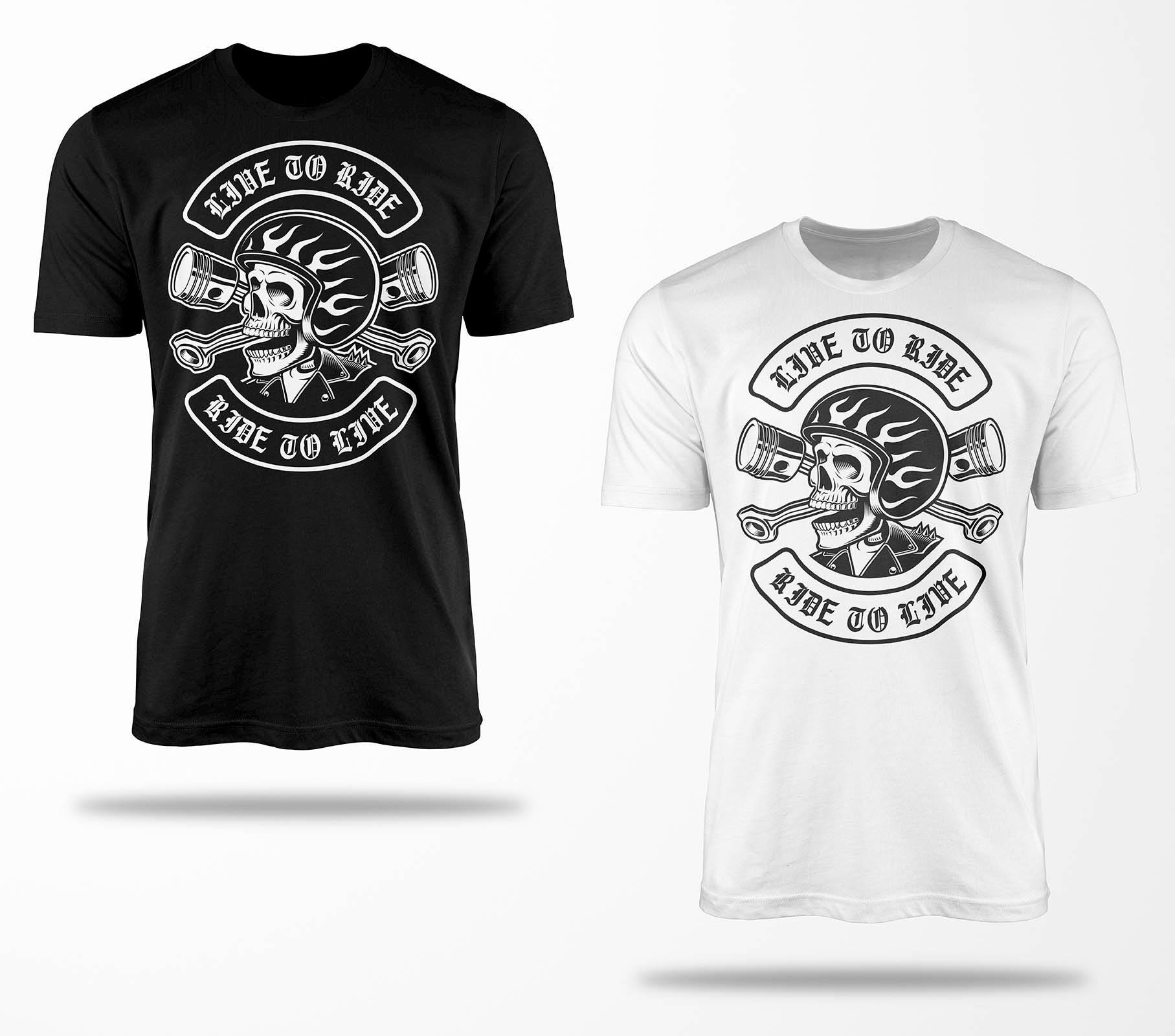 Biker T-Shirts B0214 Motorrad T-Shirt Für Geschenke Motorradfahrer Chopper Bobber Oldschool Benzin Im Blut Bis 5xl Schwarz & Weiß von RocketshirtsShop