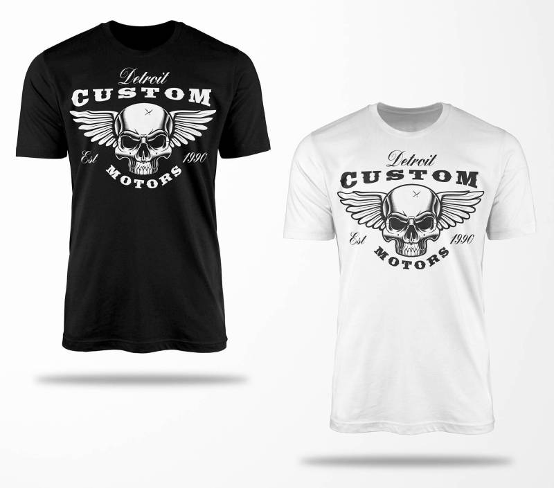 Biker T-Shirts B0218 Motorrad T-Shirt Für Geschenke Motorradfahrer Chopper Bobber Oldschool Benzin Im Blut Bis 5xl Schwarz & Weiß von RocketshirtsShop