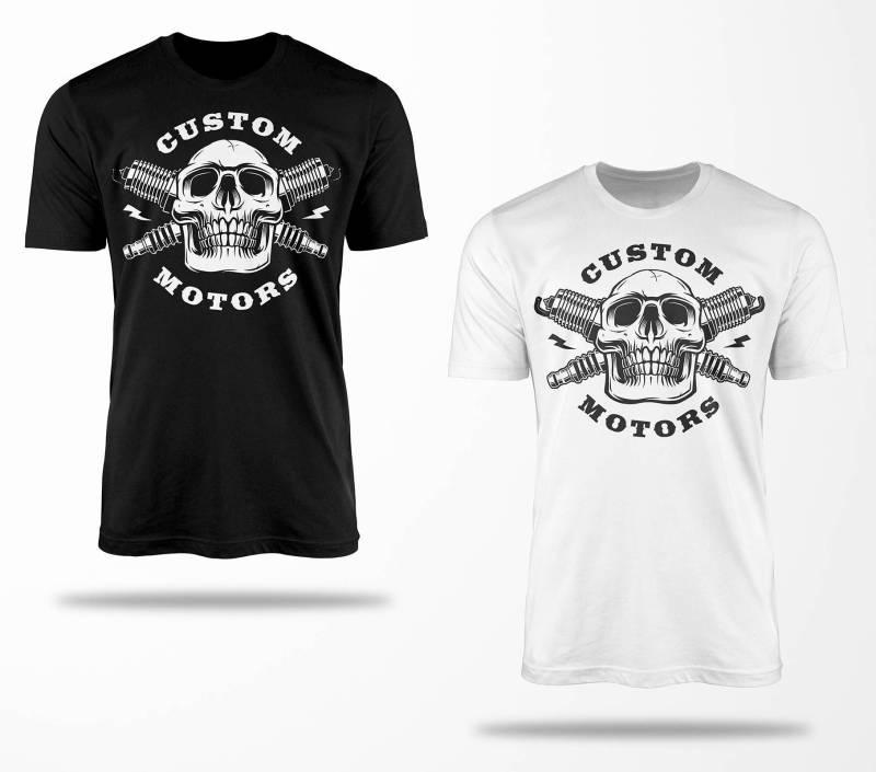 Biker T-Shirts B0226 Motorrad T-Shirt Für Geschenke Motorradfahrer Chopper Bobber Oldschool Benzin Im Blut Bis 5xl Schwarz & Weiß von RocketshirtsShop
