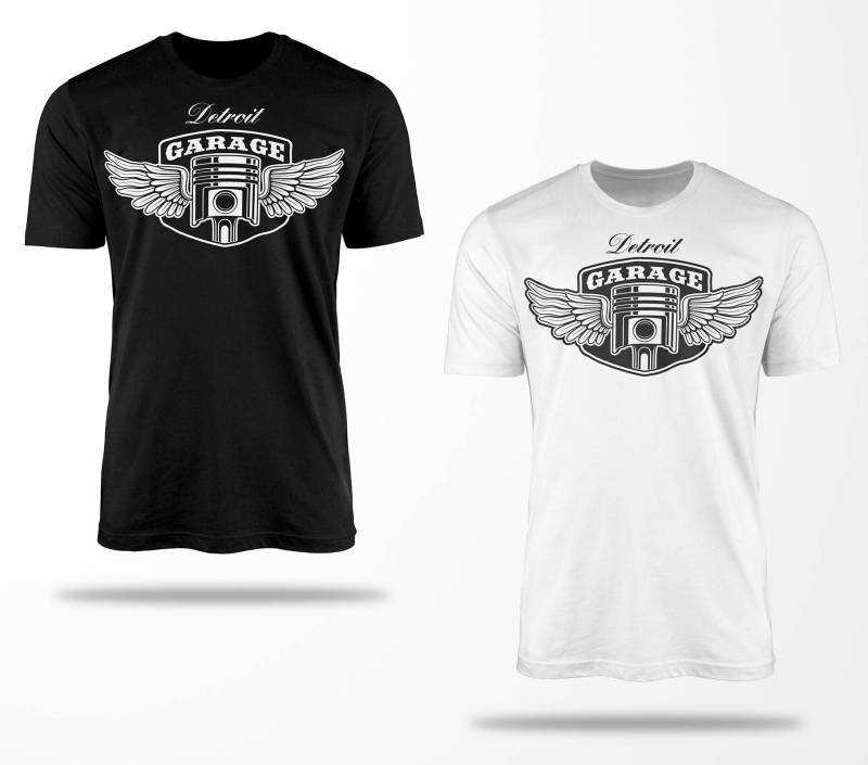 Biker T-Shirts B0228 Motorrad T-Shirt Für Geschenke Motorradfahrer Chopper Bobber Oldschool Benzin Im Blut Bis 5xl Schwarz & Weiß von RocketshirtsShop