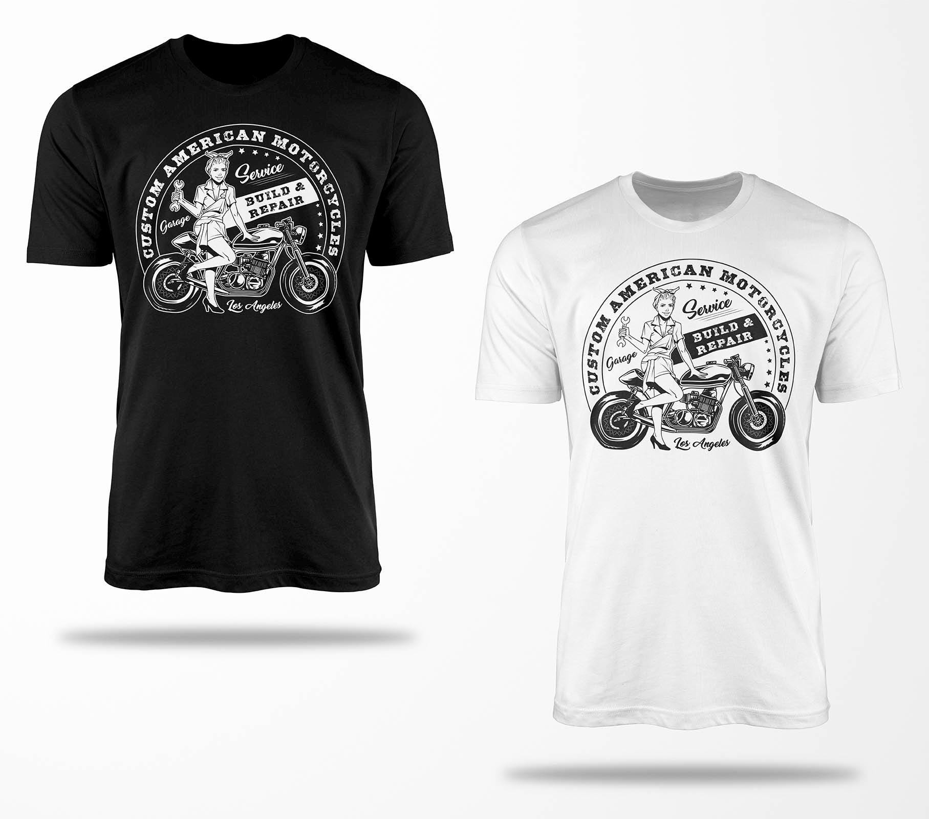 Biker T-Shirts B0253 Motorrad T-Shirt Für Geschenke Motorradfahrer Chopper Bobber Oldschool Benzin Im Blut Bis 5xl Schwarz & Weiß von RocketshirtsShop