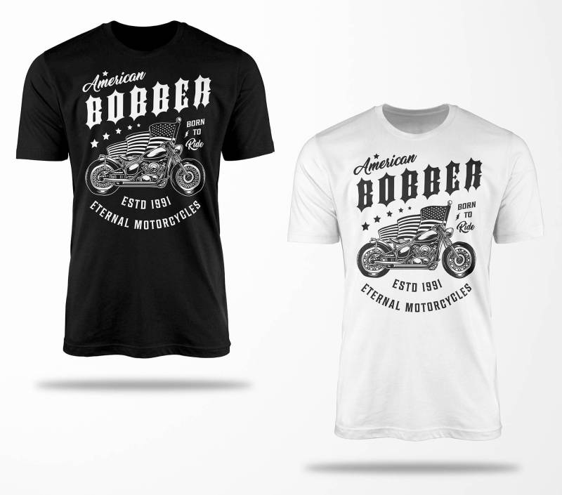 Biker T-Shirts B0258 Motorrad T-Shirt Für Geschenke Motorradfahrer Chopper Bobber Oldschool Benzin Im Blut Bis 5xl Schwarz & Weiß von RocketshirtsShop