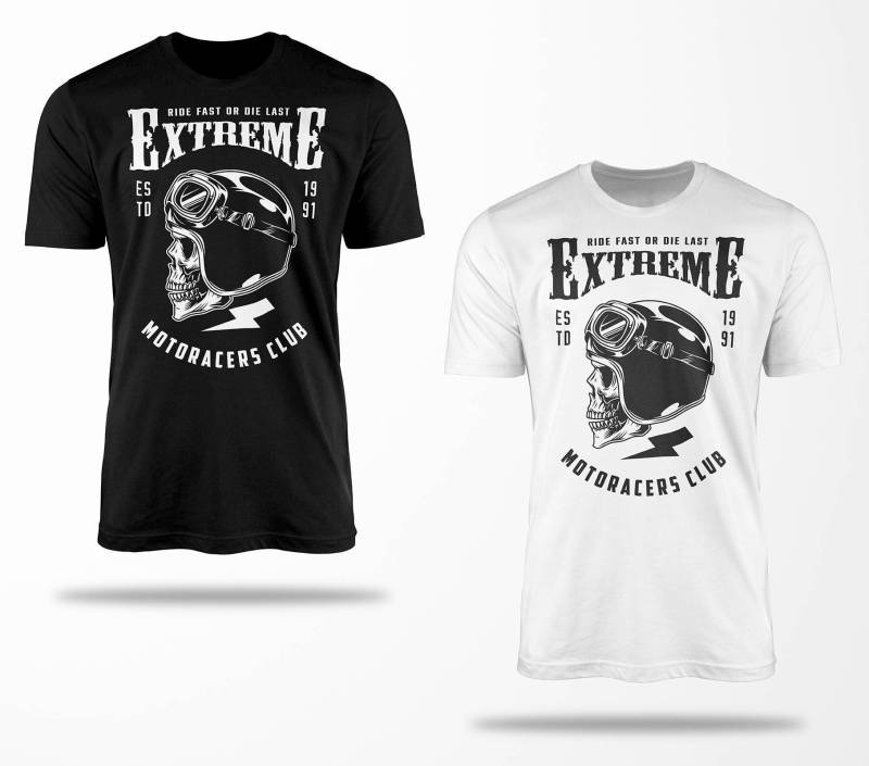 Biker T-Shirts B0259 Motorrad T-Shirt Für Geschenke Motorradfahrer Chopper Bobber Oldschool Benzin Im Blut Bis 5xl Schwarz & Weiß von RocketshirtsShop