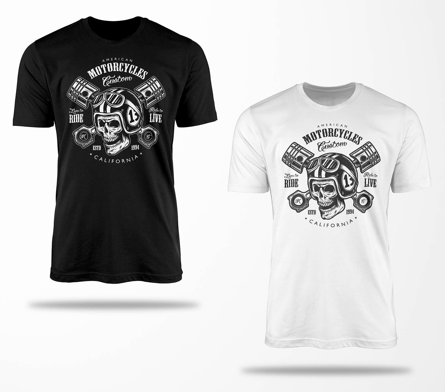 Biker T-Shirts B0263 Motorrad T-Shirt Für Geschenke Motorradfahrer Chopper Bobber Oldschool Benzin Im Blut Bis 5xl Schwarz & Weiß von RocketshirtsShop
