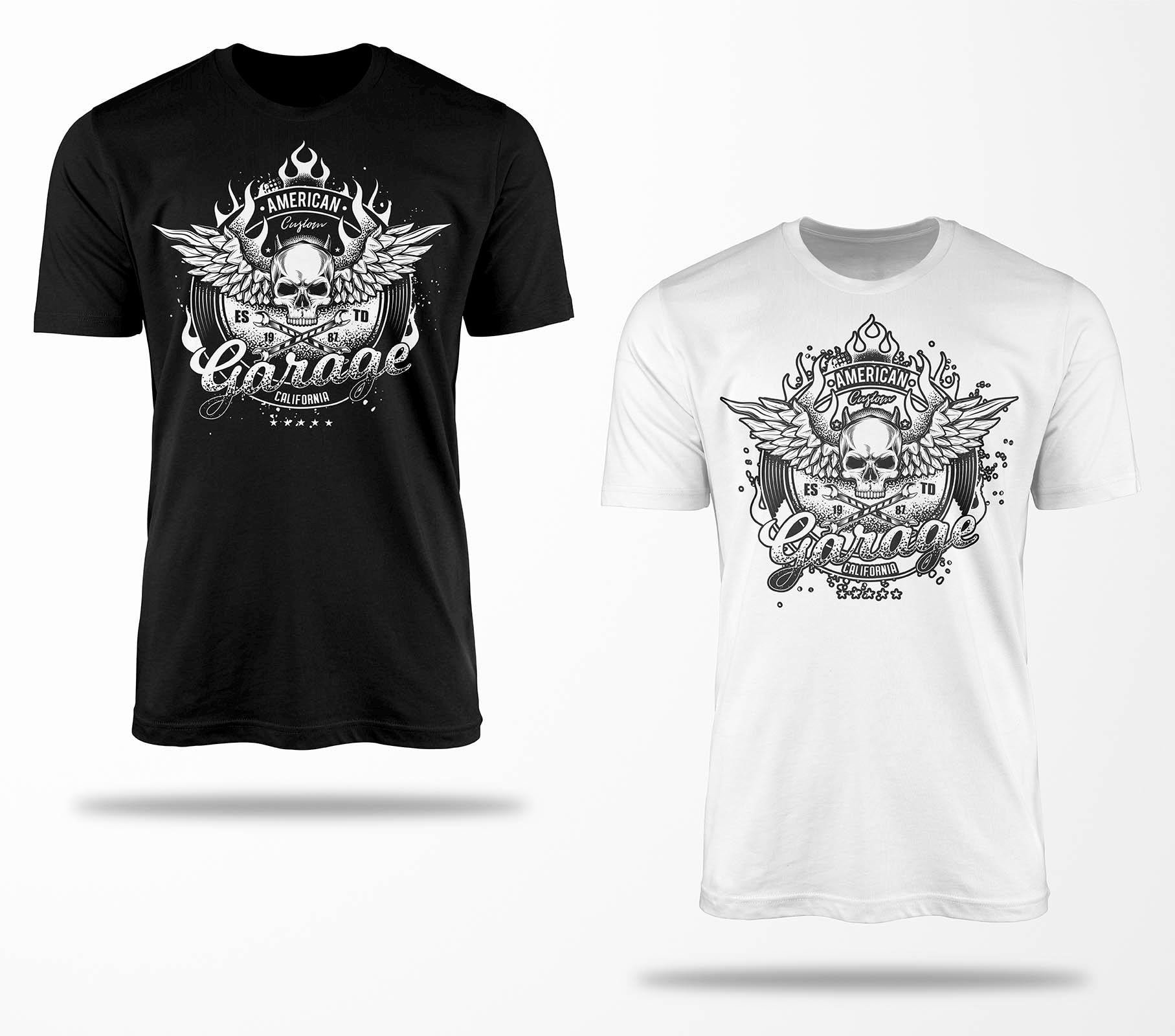 Biker T-Shirts B0292 Motorrad T-Shirt Für Geschenke Motorradfahrer Chopper Bobber Oldschool Benzin Im Blut Bis 5xl Schwarz & Weiß von RocketshirtsShop