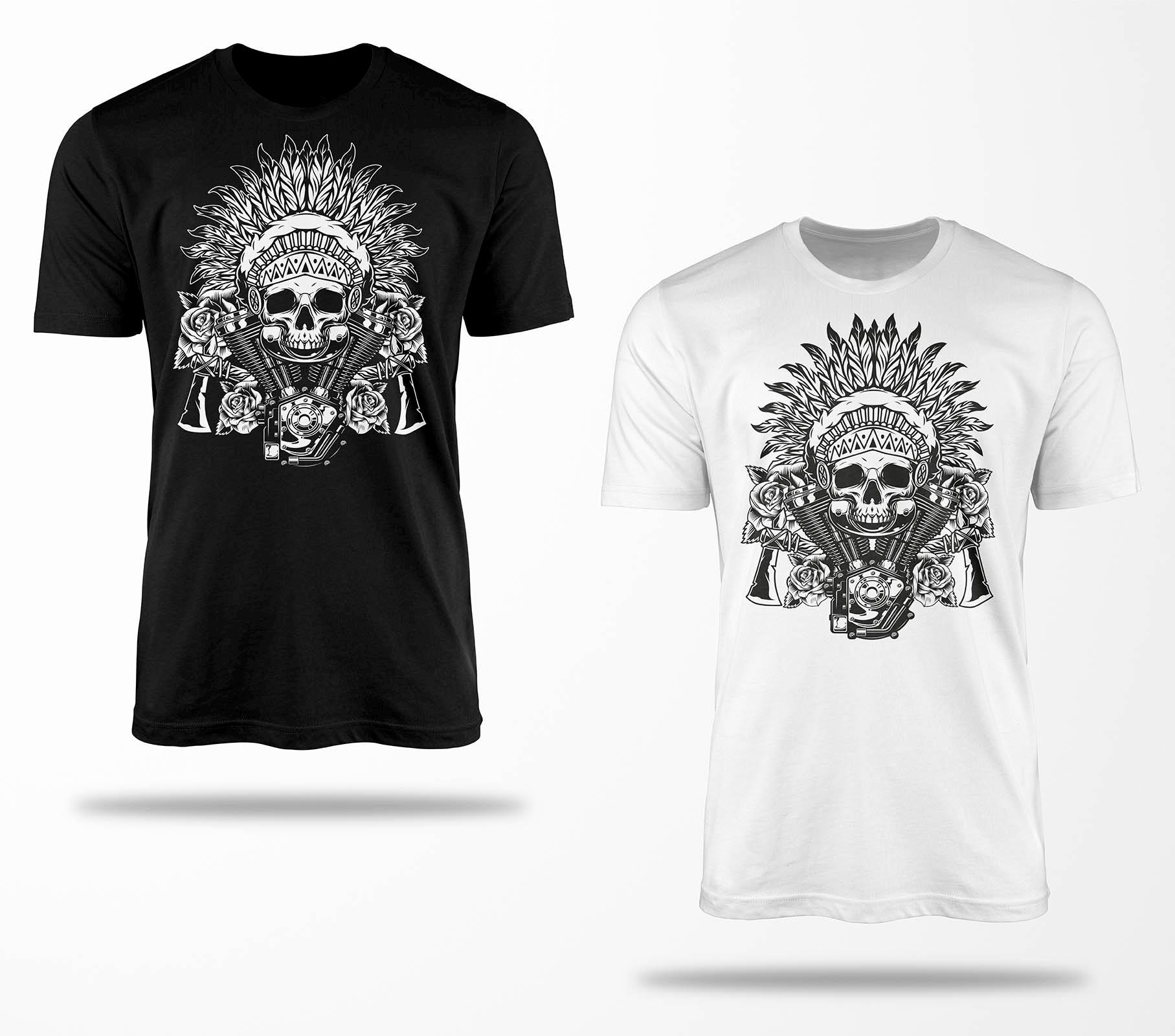 Biker T-Shirts B0294 Motorrad T-Shirt Für Geschenke Motorradfahrer Chopper Bobber Oldschool Benzin Im Blut Bis 5xl Schwarz & Weiß von RocketshirtsShop