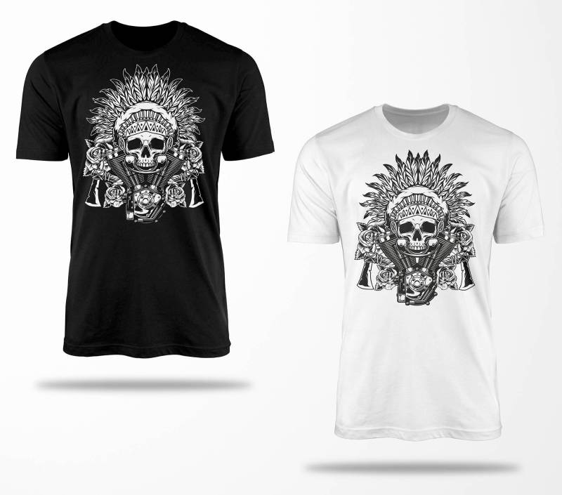 Biker T-Shirts B0294 Motorrad T-Shirt Für Geschenke Motorradfahrer Chopper Bobber Oldschool Benzin Im Blut Bis 5xl Schwarz & Weiß von RocketshirtsShop