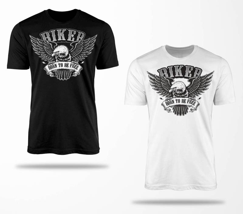 Biker T-Shirts B0299 Motorrad T-Shirt Für Geschenke Motorradfahrer Chopper Bobber Oldschool Benzin Im Blut Bis 5xl Schwarz & Weiß von RocketshirtsShop