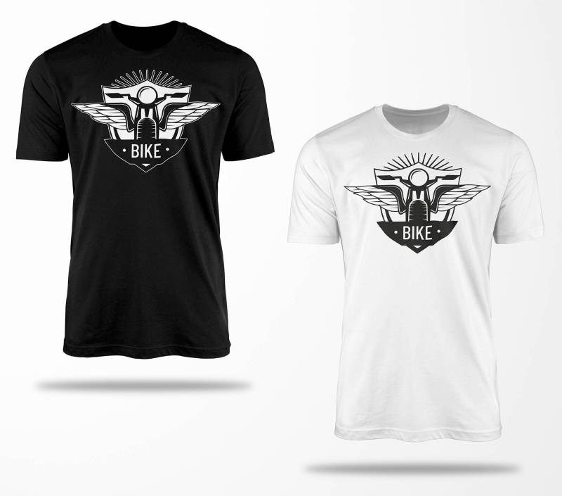 Biker T-Shirts B0306 Motorrad T-Shirt Für Geschenke Motorradfahrer Chopper Bobber Oldschool Benzin Im Blut Bis 5xl Schwarz & Weiß von RocketshirtsShop