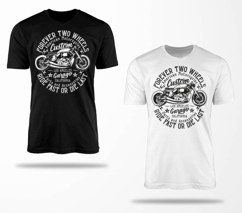 Biker T-Shirts B0320 Motorrad T-Shirt Für Geschenke Motorradfahrer Chopper Bobber Oldschool Benzin Im Blut Bis 5xl Schwarz & Weiß von RocketshirtsShop