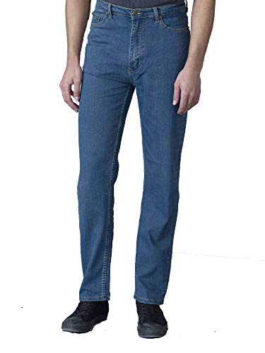 Rockford Herren Neue Stretch Denim Jeans Blau Regelmäßig Große Kingsize-Reißverschluss W48 - L34 von DUKE D555