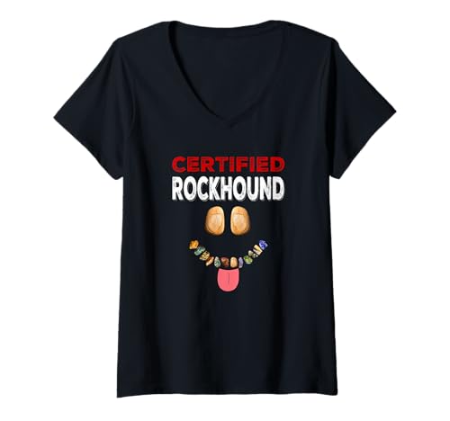 Damen Zertifiziertes Rockhound Funny Rock Collecting T-Shirt mit V-Ausschnitt Damen Zertifiziertes Rockhound Funny Rock Collecting T-Shirt mit V-Ausschnitt von Rockhounding Adventure Gear Co.