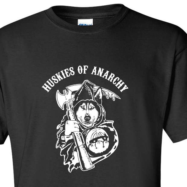 Huskies Of Anarchy - Siberian Husky Illustration, Kunst Erwachsene Unisex, Schwarz Und Weiß, L Xl von RockinDaDogs