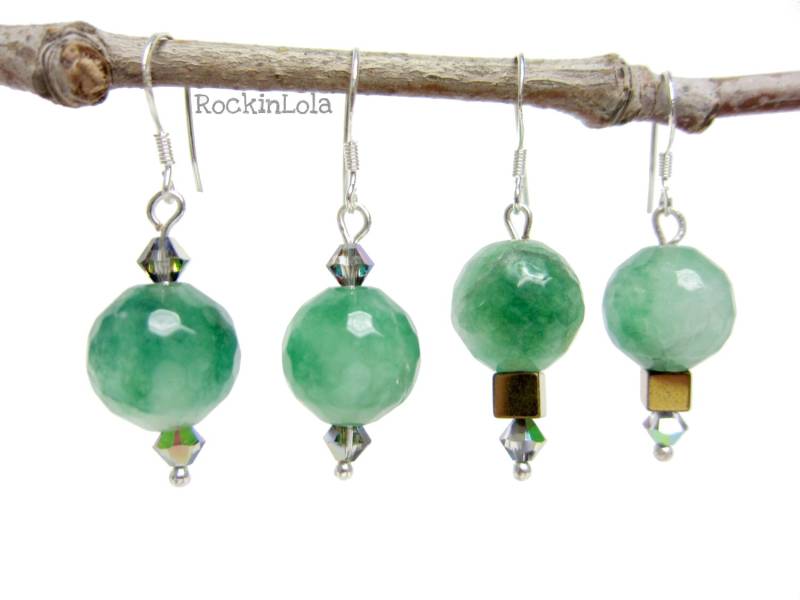 Weihnachten Ohrringe - Grüner Apfel Achat Swarovski-Kristall Hämatit Würfel Sterling Silber Ohrhaken Handgefertigt Von Rockinlola Weihnachten Ohrringe - Grüner Apfel Achat Swarovski-Kristall Hämatit Würfel Sterling Silber Ohrhaken Handgefertigt Von Rockinlola von RockinLola