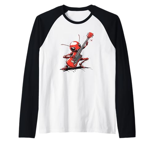 Electric Vibes from a Rocking Ameise Hero for Man and Woman Raglan von Rocking Ant with Guitar