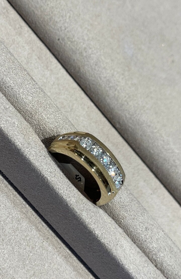 10K/14K Solid Gold Moissanite Herren Ehering, Verlobungsring, Jubiläumsband Für Ehemann, Einzigartiges Geburtstagsgeschenk, Freundgeschenk von RockingJewels