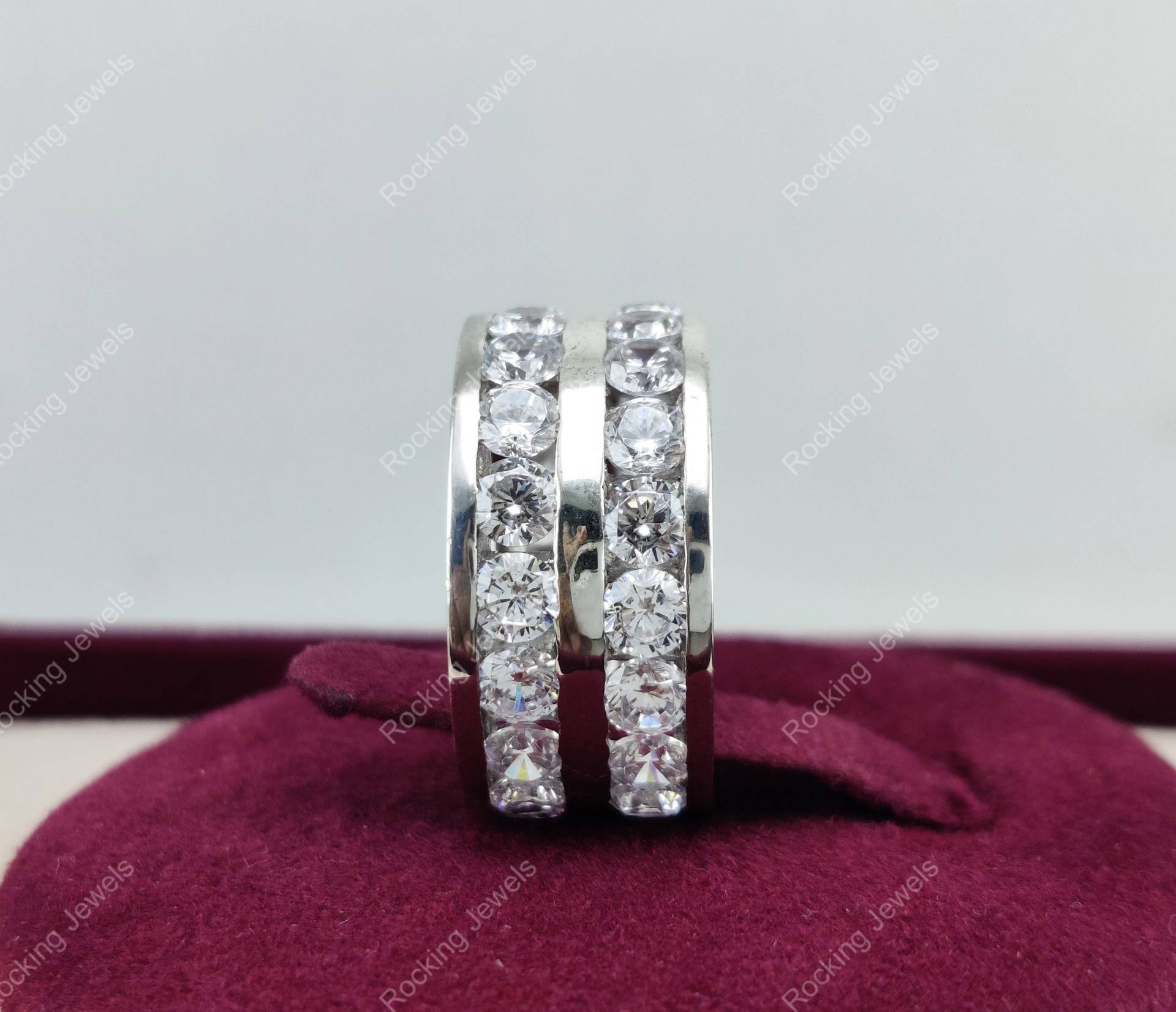 Herren Moissanite Ring, Ehering Einzigartige Jahrestag Ringe, Kanal Set Verlobungsring, Versprechen Ring Für Ihn von RockingJewels