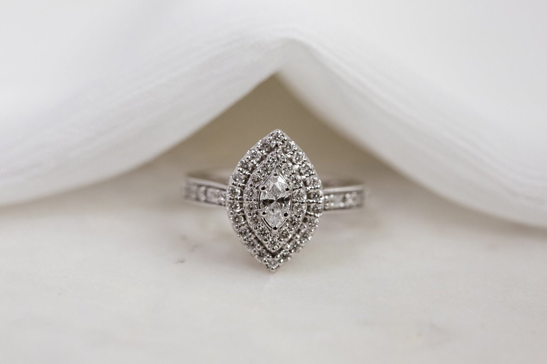 Marquise Cut Double Halo Verlobungsring, Moissanit Ring, Art Deco Silber Verlobungsringe Für Frauen, Einzigartiger Ehering von RockingJewels
