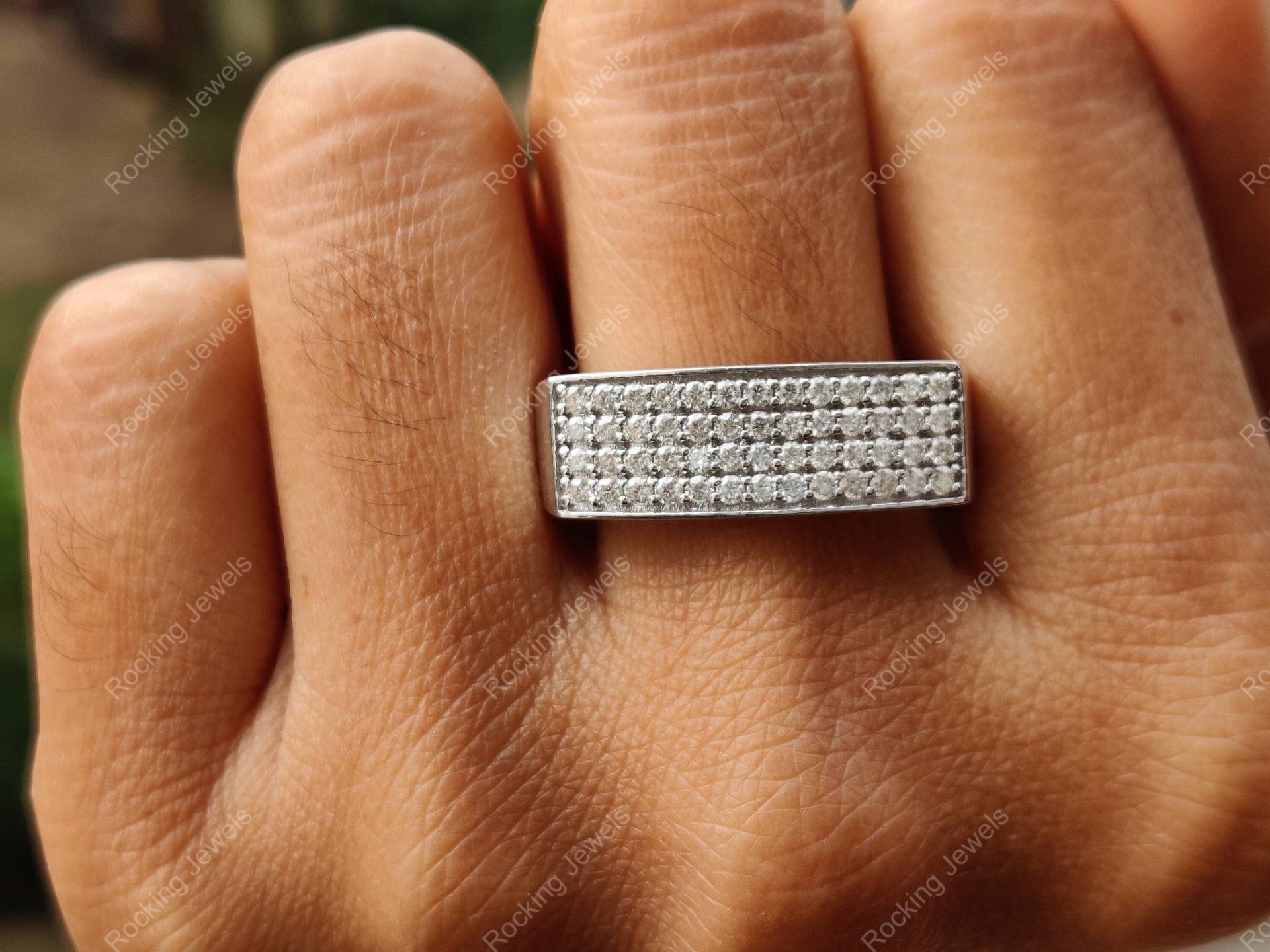 Moissanit Eheringe Herren, Silber Verlobungsring Für Männer, Jubiläumsgeschenke Ihn, Einzigartiger Cluster Ring, Ihn von RockingJewels