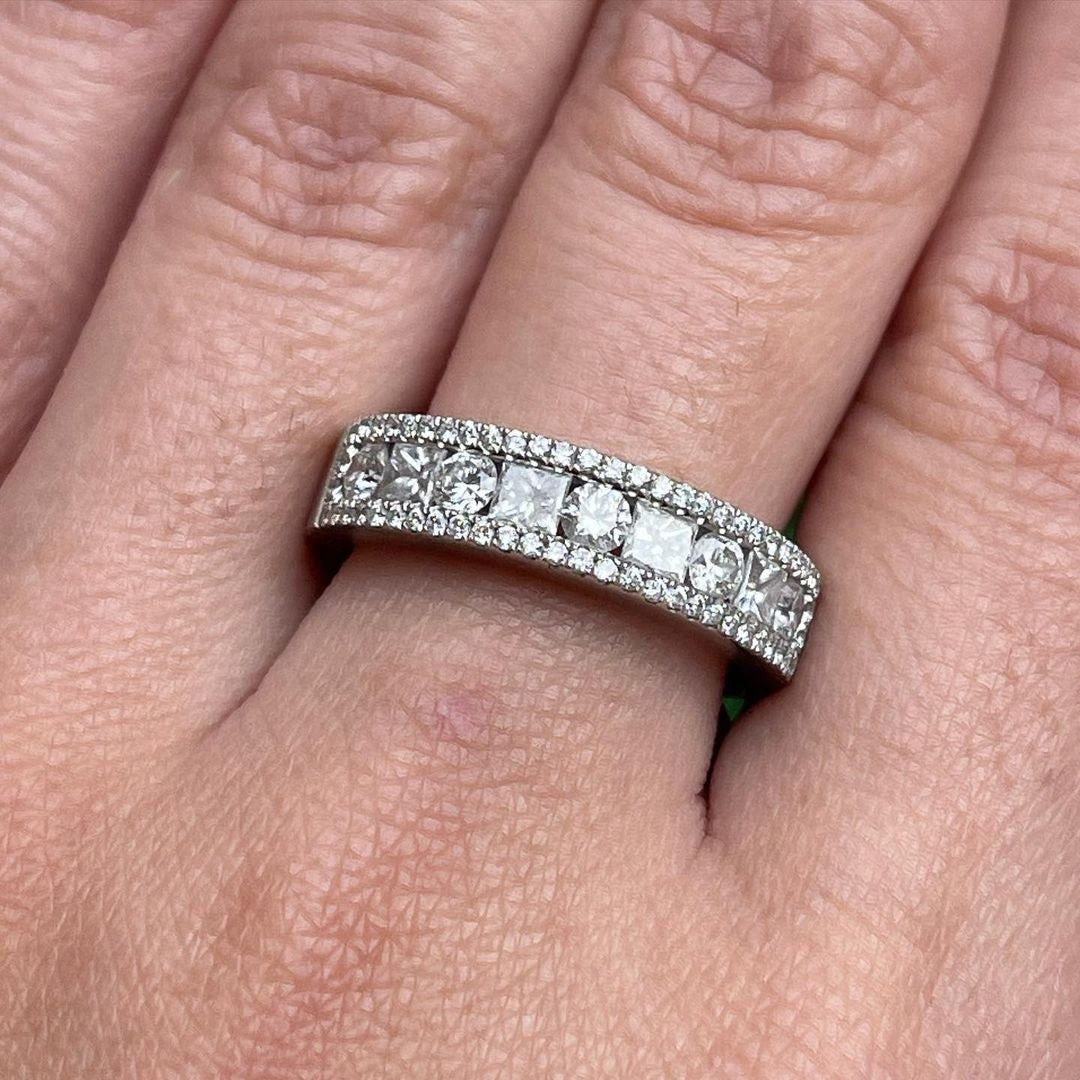 Moissanit Eternity Eheringe, Jubiläumsbänder Für Frauen, 925 Silber Stapelring, Ring Band, Versprechensring Sie von RockingJewels