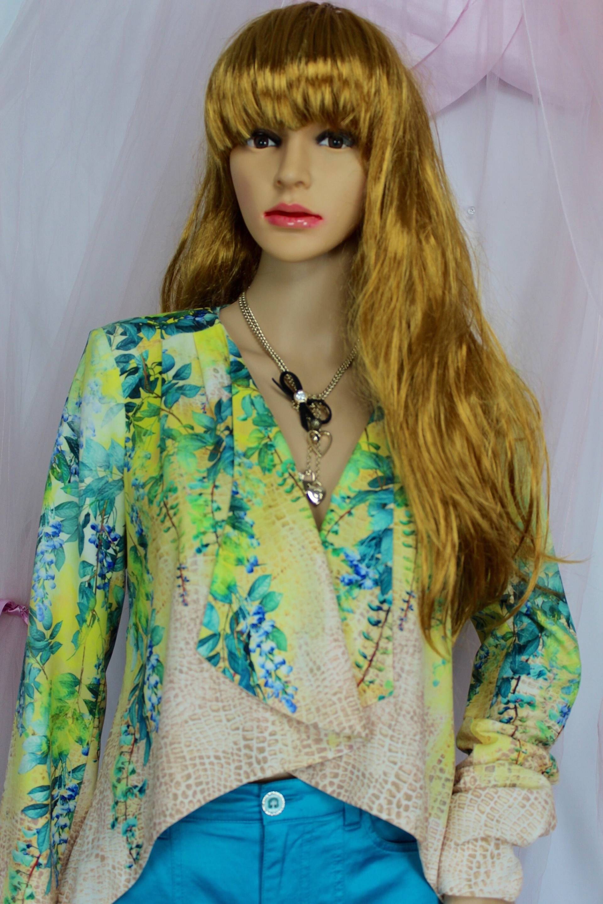 Y2Ks Bebe Tropical Pattern Cardigan, Blusen, Größe Klein von RocknGlittzVintage