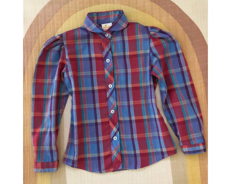 Mädchen Vintage Wrangler Karierte Langarm Button Up Bluse Mit Abgerundetem Kragen von RocknRollCircusMini