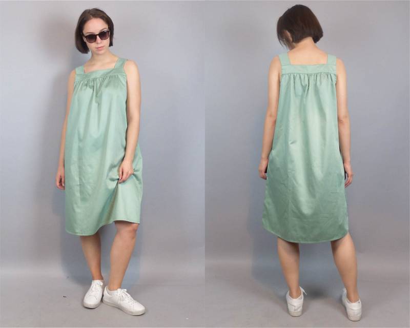 Vintage Plus Größe Pastell Mint Green Cocoon Midikleid, 90Er Jahre Frauen Kleidung Strand Sommer Kleid Kaftan Xl Xxl von RocknWardrobe
