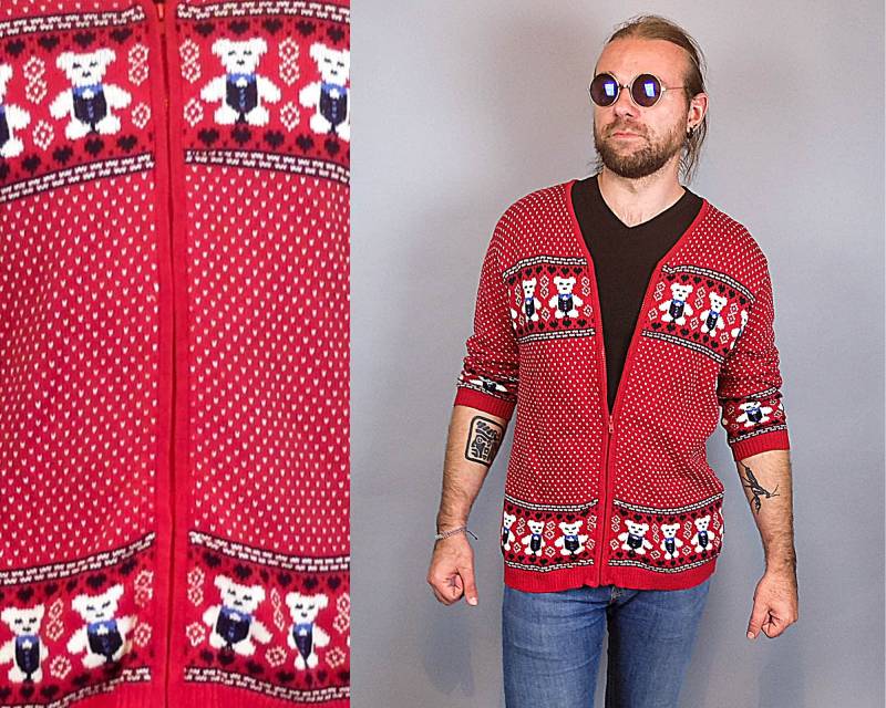 Vintage Wollpullover Für Männer, Norweger Warm Winter Strickjacke Urlaub Weihnachten Einzigartiges Geschenk Ihn Freund Ehemann 1990Er Jahre Kleidung von RocknWardrobe