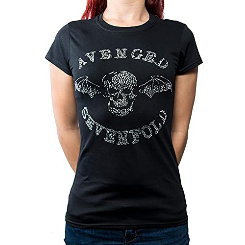 Avenged Seven Fold Damen Avenged Sevenfold Death Bat with Rhinestone Application T-Shirt, Schwarz, XXL von Rockoff Trade