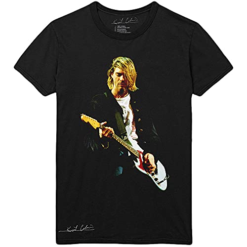 Kurt Cobain Guitar Photo Colour offiziell Männer T-Shirt Herren (Large) von Rockoff Trade