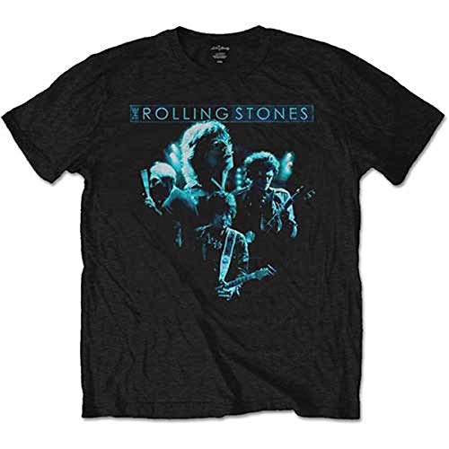 Rockoff Trade Herren Band Glow T-Shirt, Schwarz, XL von Rolling Stones