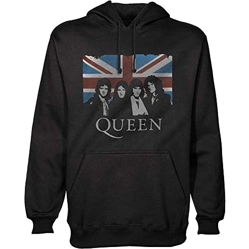 Rockoff Trade Herren Queen Vintage Union Jack Pullover Kapuzenpullover, Schwarz (Black Black), X-Large von Queen