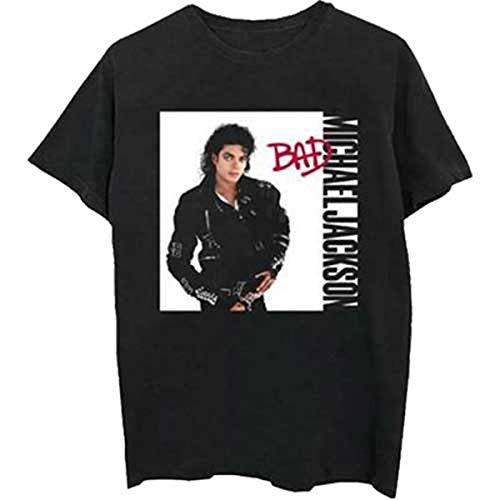 Rockoff Trade Herren Michael Jackson Bad T-Shirt, Schwarz (Black Black), Medium von Rockoff Trade
