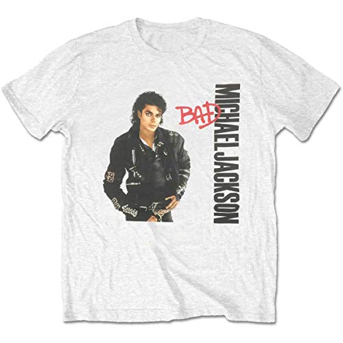 Rockoff Trade Herren Michael Jackson Bad T-Shirt, Weiß (White White), Small von Rockoff Trade