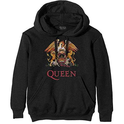 Rockoff Trade Herren Queen Classic Crest Pullover Kapuzenpullover, Schwarz (Black Black), X-Large von Rockoff Trade