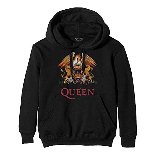 Rockoff Trade Herren Queen Classic Crest Pullover Kapuzenpullover, Schwarz (Black Black), X-Large von Rockoff Trade