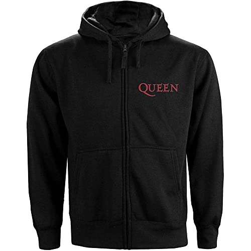 Rockoff Trade Herren Queen Classic Crest Zip (Back Print) Kapuzenpullover, Schwarz (Black Black), Small von Rockoff Trade