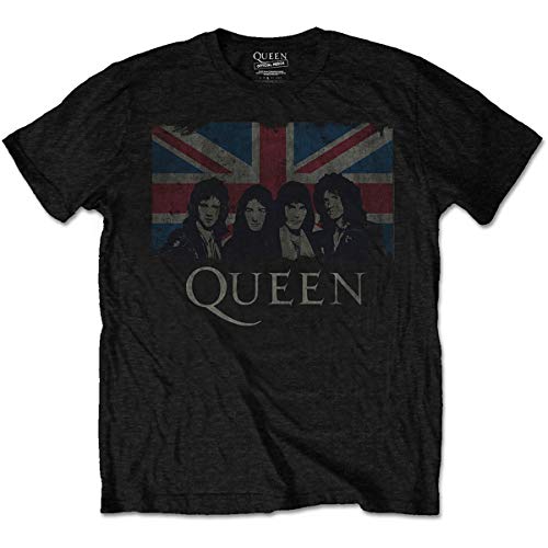 Rockoff Trade Herren Queen Union Jack (Einzelhandelsverpackung) T-Shirt, Schwarz (Schwarz Schwarz), L von Rockoff Trade