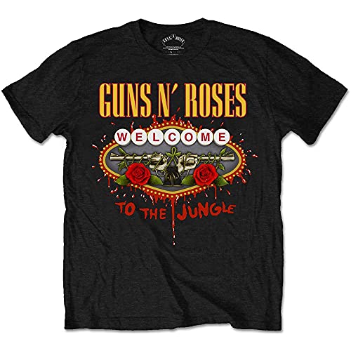 Guns N Roses T Shirt Welcome to The Jungle Band Logo Nue offiziell Herren L von Rock Off