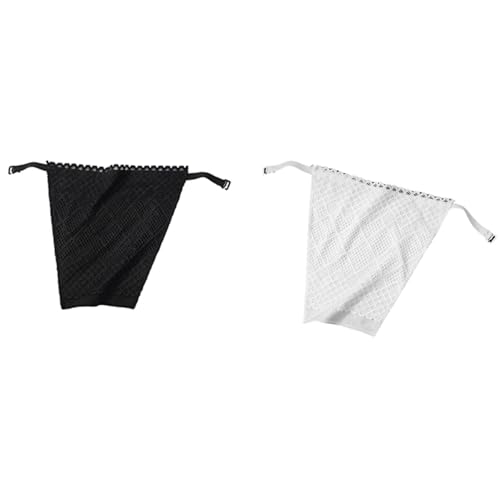 Rockreyoa 2er Pack Dame Spitze Clip-on Mock Camisole BH Einsatz Overlay Modesty Panel Weste Lace Mock Mock Camisole Snap Snappy Bra Insert Overlay Clip-On-BH-Einsätze Dekoltee Einsatz Mischfarbe#2 von Rockreyoa