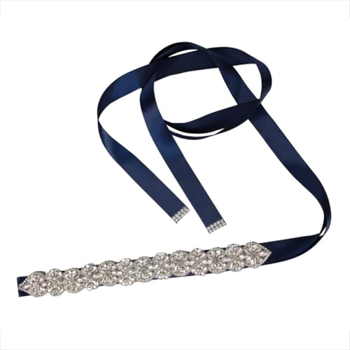Rockreyoa 300cm Lang Strass Gürtel Brautgürtel Hochzeit Guertel Schärpe Brautgürtel Kristall Schärpe Glitzer Damen Hochzeitsgürtel Satin Schärpe für Braut Brautjungfer Hochzeit Party Blau#2 von Rockreyoa
