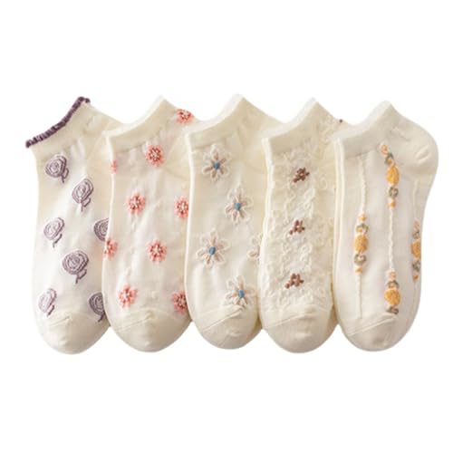 Rockreyoa 5 Paar Damen Socken Atmungsaktiv Füßlinge Rüschen Socken Kurze Halbsocken Baumwolle Knöchelsocken Karikatur Tier Strümpfe Sportsocken Sommer Knöchelsocken Sneakersocken Blume Rockreyoa 5 Paar Damen Socken Atmungsaktiv Füßlinge Rüschen Socken Kurze Halbsocken Baumwolle Knöchelsocken Karikatur Tier Strümpfe Sportsocken Sommer Knöchelsocken Sneakersocken Blume von Rockreyoa