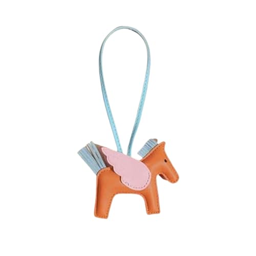 Rockreyoa Cartoon-Pferde-Anhänger Autoschlüsselanhänger Ledertaschen-Anhänger Taschenanhänger Bag Charms Geldbörsenanhänger Keychain Cute Pony-Schlüsselanhänger für Handtasche Rucksack Orange-Rosa von Rockreyoa