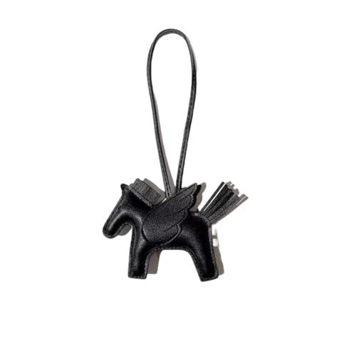 Rockreyoa Cartoon-Pferde-Anhänger Autoschlüsselanhänger Ledertaschen-Anhänger Taschenanhänger Bag Charms Geldbörsenanhänger Keychain Cute Pony-Schlüsselanhänger für Handtasche Rucksack Schwarz von Rockreyoa