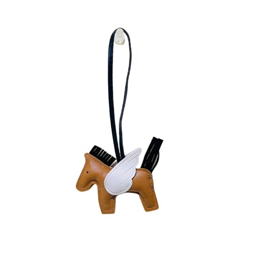 Rockreyoa Cartoon-Pferde-Anhänger Autoschlüsselanhänger Ledertaschen-Anhänger Taschenanhänger Bag Charms Geldbörsenanhänger Keychain Cute Pony-Schlüsselanhänger für Handtasche Rucksack Braun Weiß von Rockreyoa