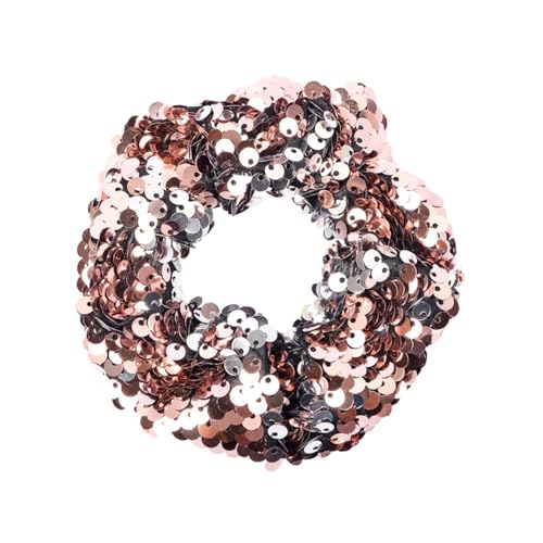 Rockreyoa Glitzer Haargummi Pailletten Bunt Meerjungfrau Pailletten Haargummi Funkelnde Hair Scrunchies Glitzer Pferdeschwanzhalter Elastische Zopfgummi Haarschmuck Haarbänder für Mädchen Champagner von Rockreyoa